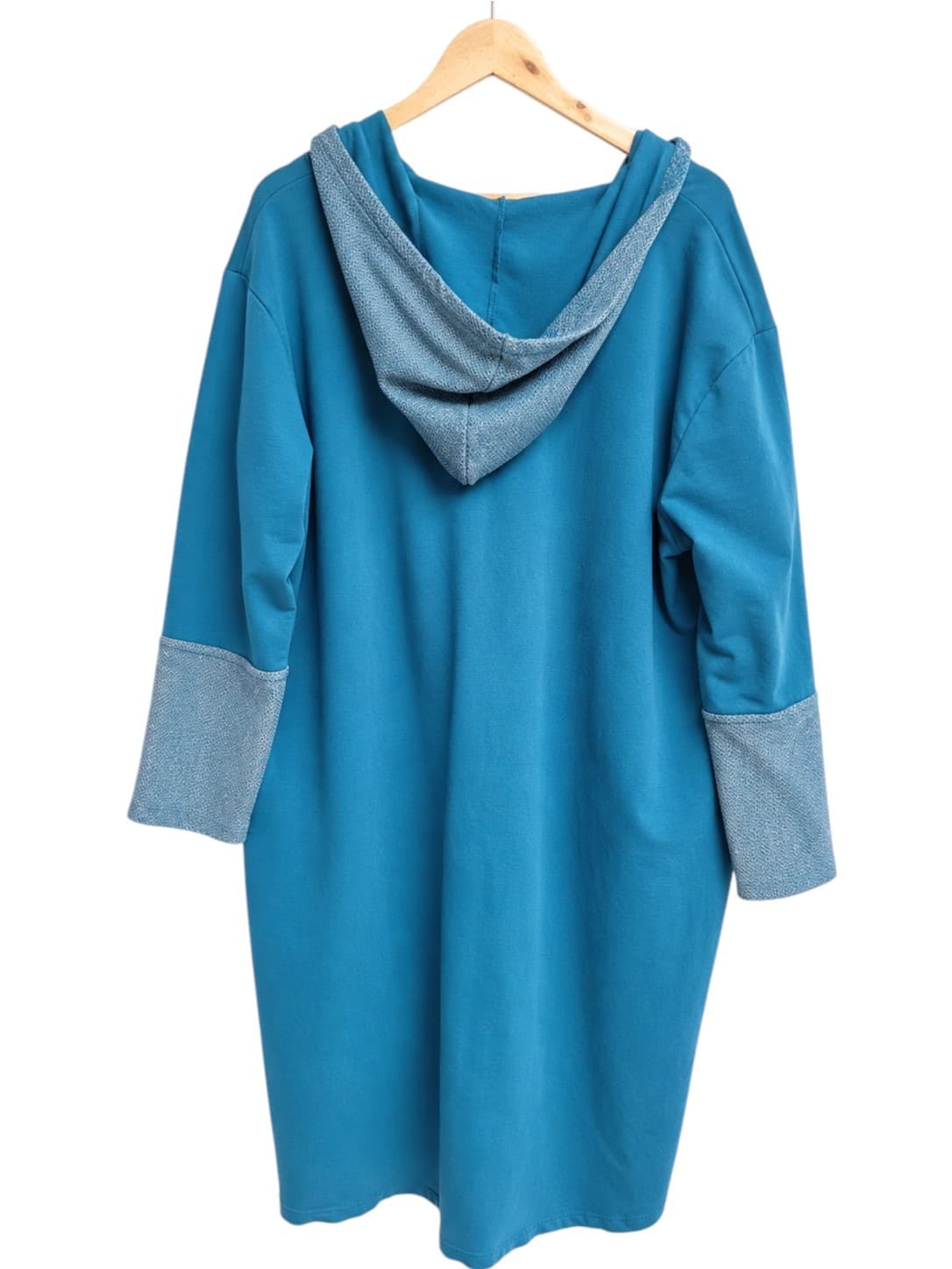 Donna Donna Italy Blue Oversized Knit Tunic Hoodie Lagenlook Sparkle Pockets — photo 5 of 6