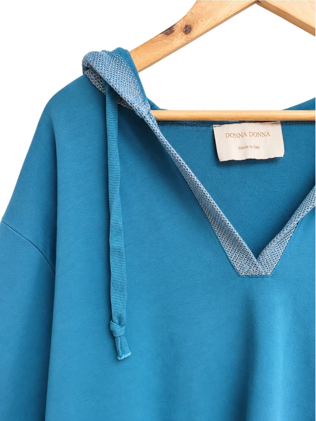 Donna Donna Italy Blue Oversized Knit Tunic Hoodie Lagenlook Sparkle Pockets — photo 2 of 6