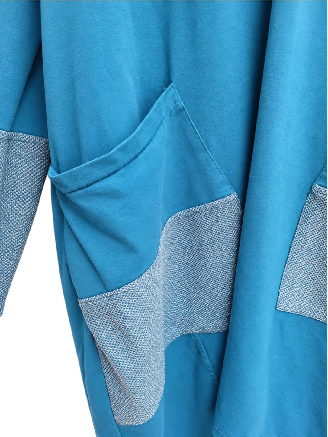 Donna Donna Italy Blue Oversized Knit Tunic Hoodie Lagenlook Sparkle Pockets — photo 4 of 6