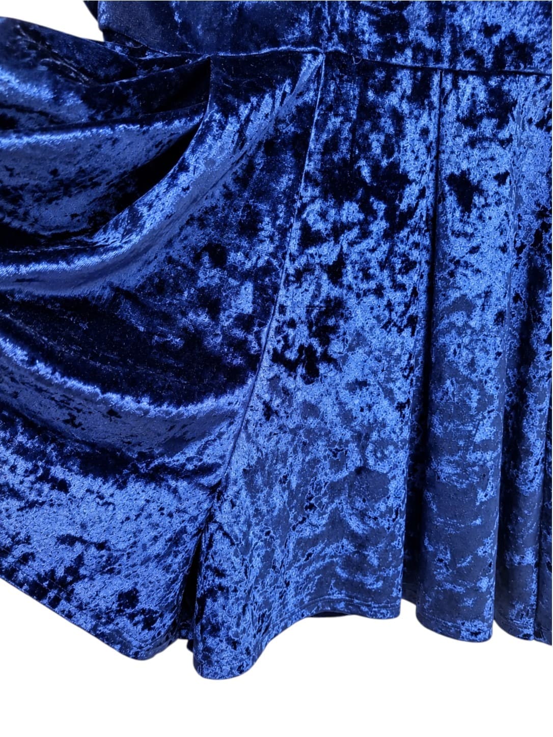 DOTTI Navy Blue Crushed Velvet Flutter Sleeve Playsuit Size 10 — photo 3 of 6