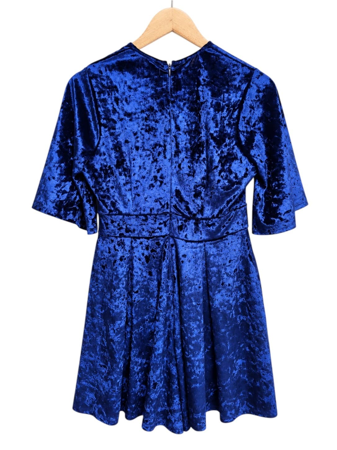 DOTTI Navy Blue Crushed Velvet Flutter Sleeve Playsuit Size 10 — photo 4 of 6