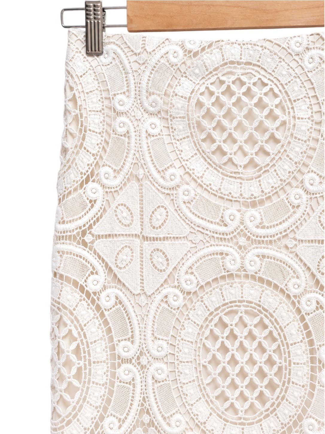 DOTTI White Crochet Lace Pencil Midi Skirt Lined Size 8 — photo 2 of 5