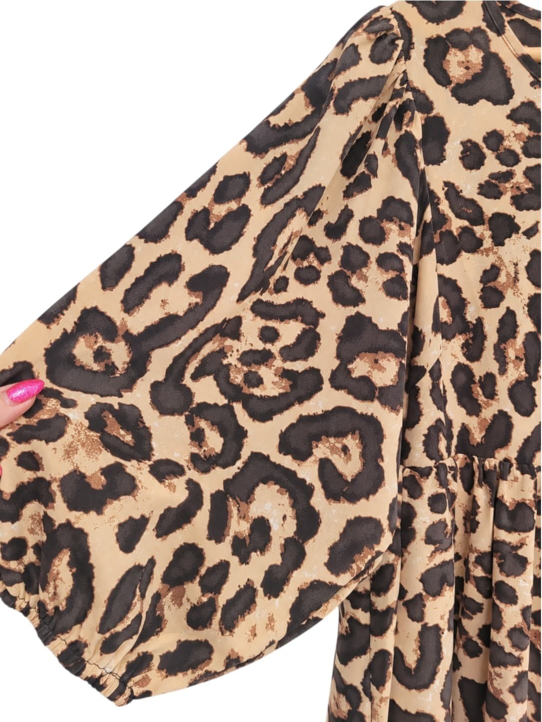 EBBY ANDI Leopard Print Tie Front Babydoll Smock Dress Size 10 — photo 3 of 7