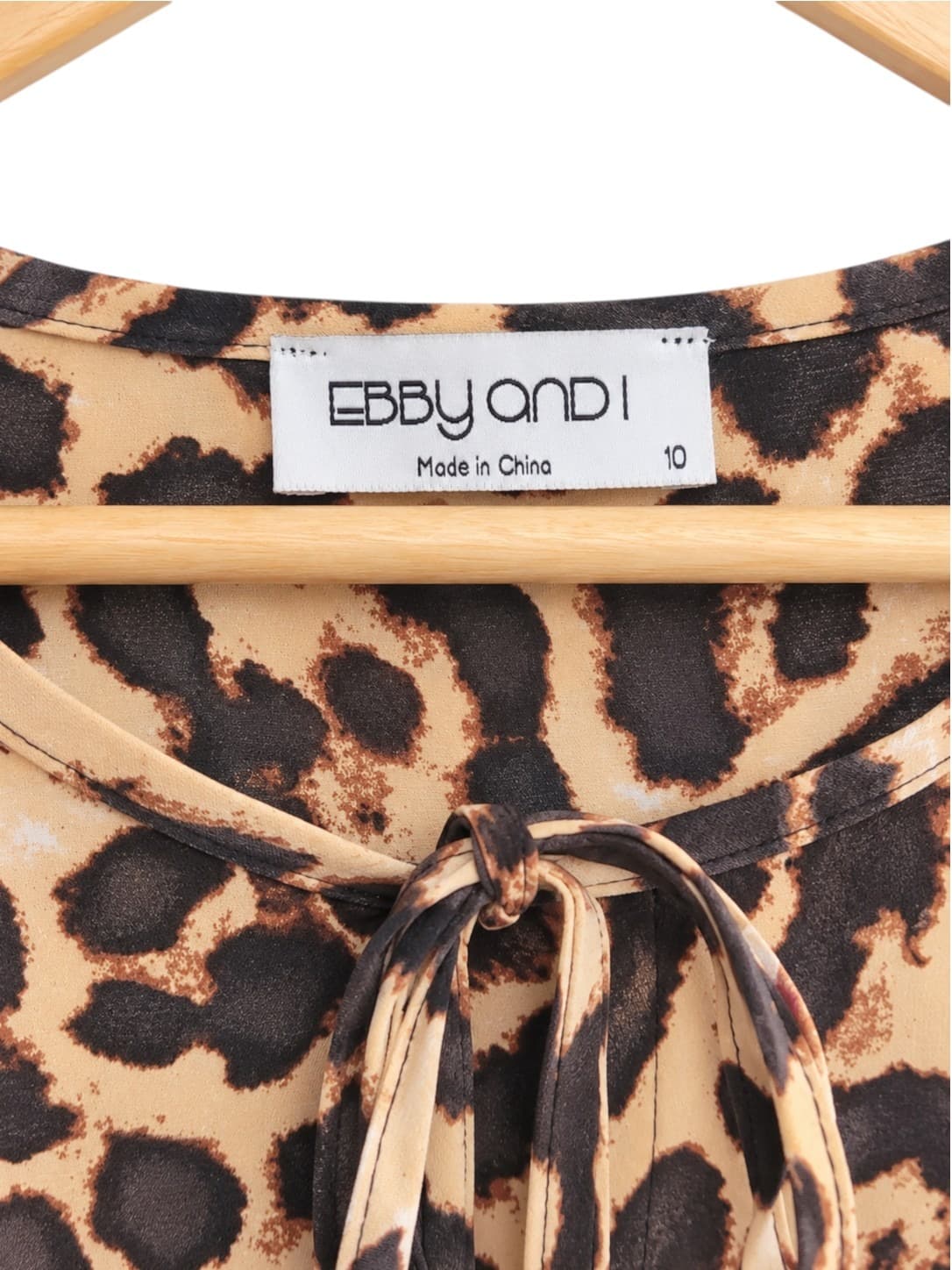 EBBY ANDI Leopard Print Tie Front Babydoll Smock Dress Size 10 — photo 4 of 7