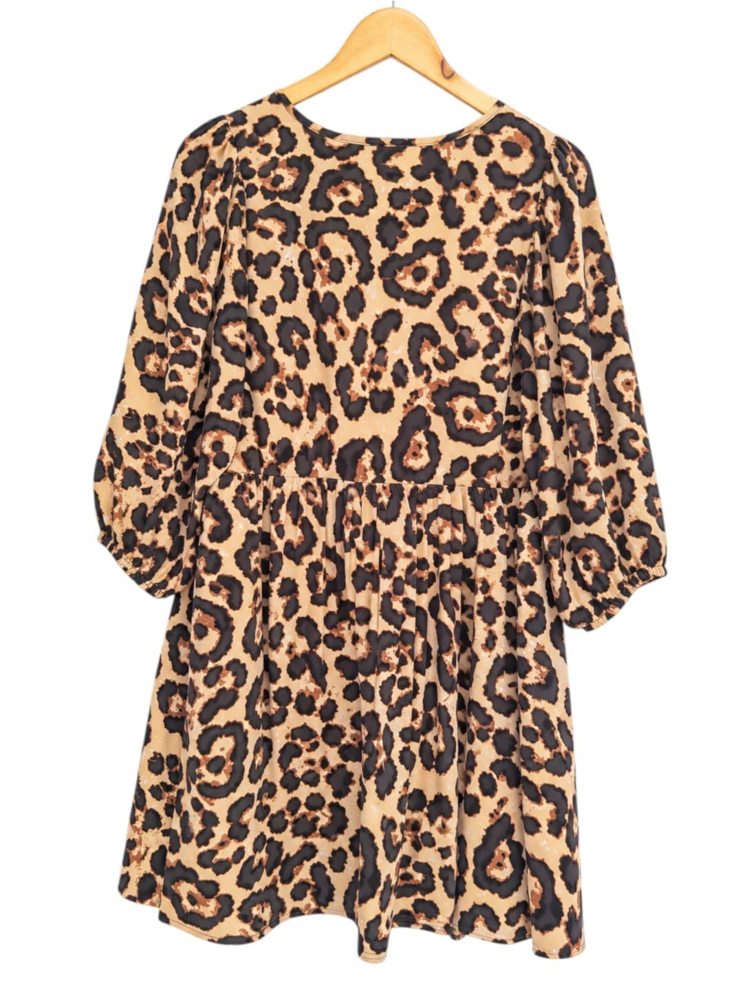 EBBY ANDI Leopard Print Tie Front Babydoll Smock Dress Size 10 — photo 7 of 7