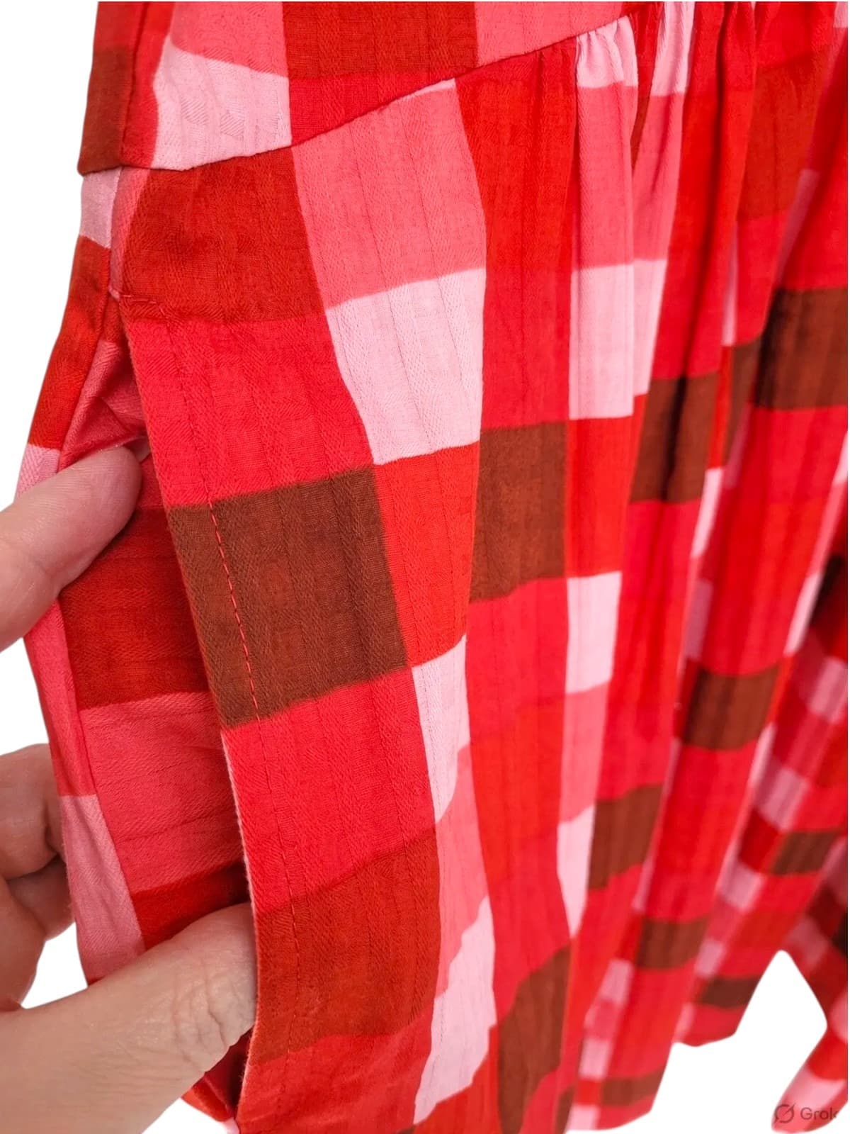 ELM LIFESTYLE Red Pink Gingham Oversized Cotton Smock Dress Size 8 BNWT — photo 5 of 7