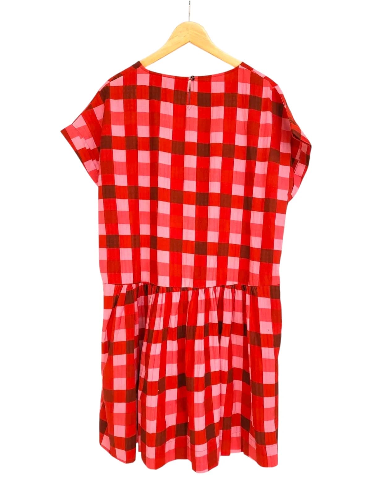 ELM LIFESTYLE Red Pink Gingham Oversized Cotton Smock Dress Size 8 BNWT — photo 4 of 7