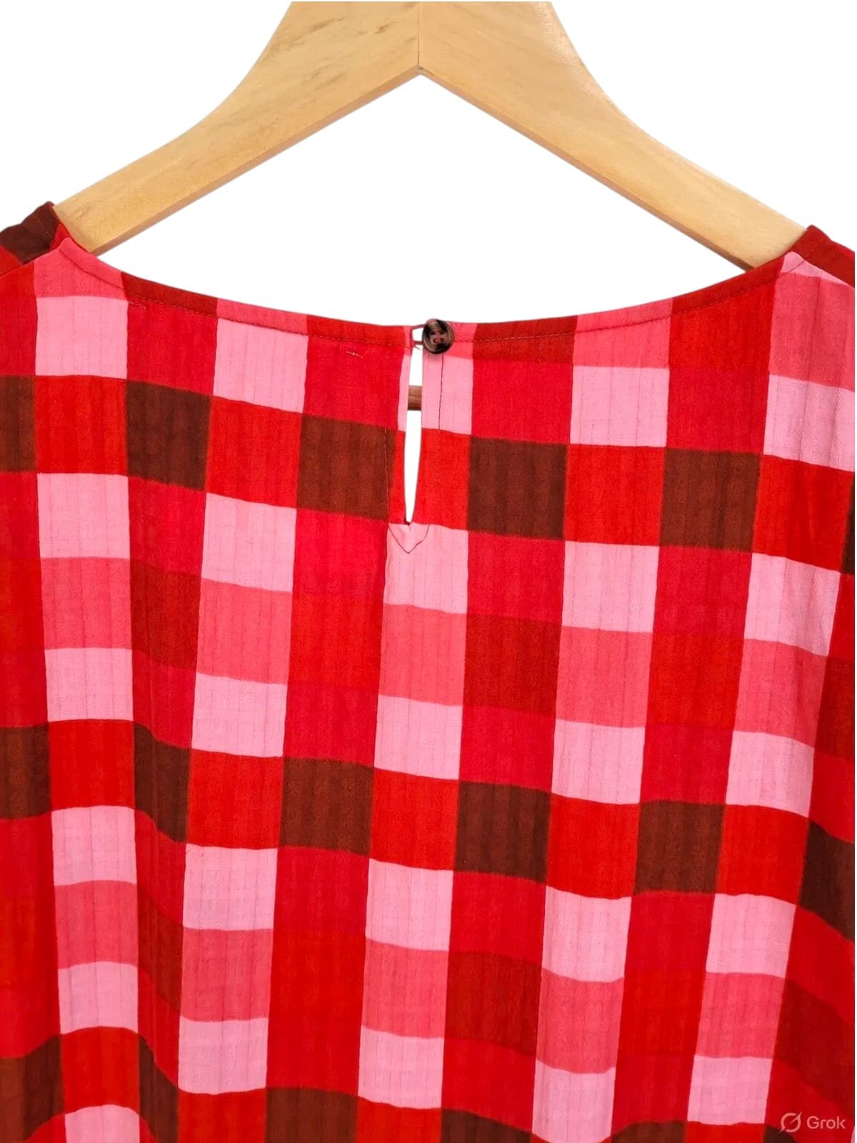 ELM LIFESTYLE Red Pink Gingham Oversized Cotton Smock Dress Size 8 BNWT — photo 6 of 7