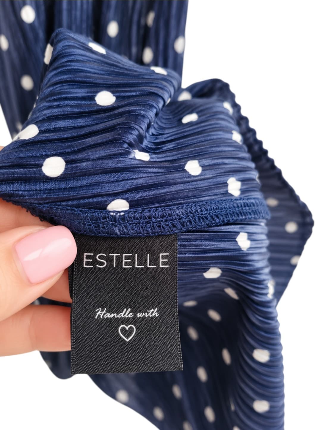 Estelle Womens Wrap Midi Dress Size 10 Navy White Polka Dot Pleated Belted — photo 5 of 6