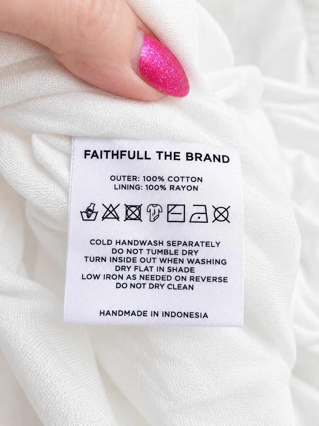 FAITHFULL THE BRAND White Cotton Smocked Puff Sleeve Mini Dress Size 10 — photo 7 of 7