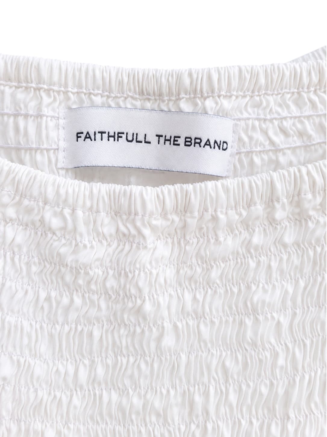 FAITHFULL THE BRAND White Cotton Smocked Puff Sleeve Mini Dress Size 10 — photo 5 of 7