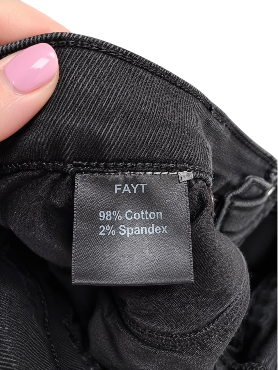 FAYT Label Womens Denim Midi Skirt Size 14 Washed Black Front Split Stretch — photo 7 of 7