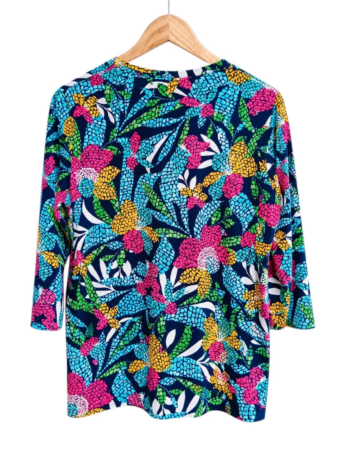 Fellahamilton Womens Top Size 12 Tropical Mosaic Floral Tunic Made Australia — photo 3 of 5