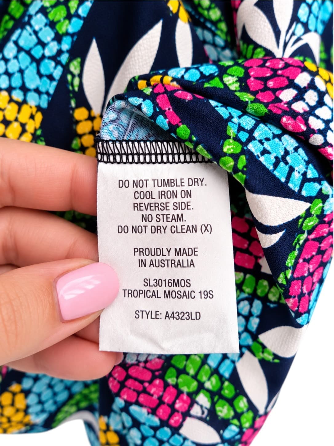Fellahamilton Womens Top Size 12 Tropical Mosaic Floral Tunic Made Australia — photo 5 of 5