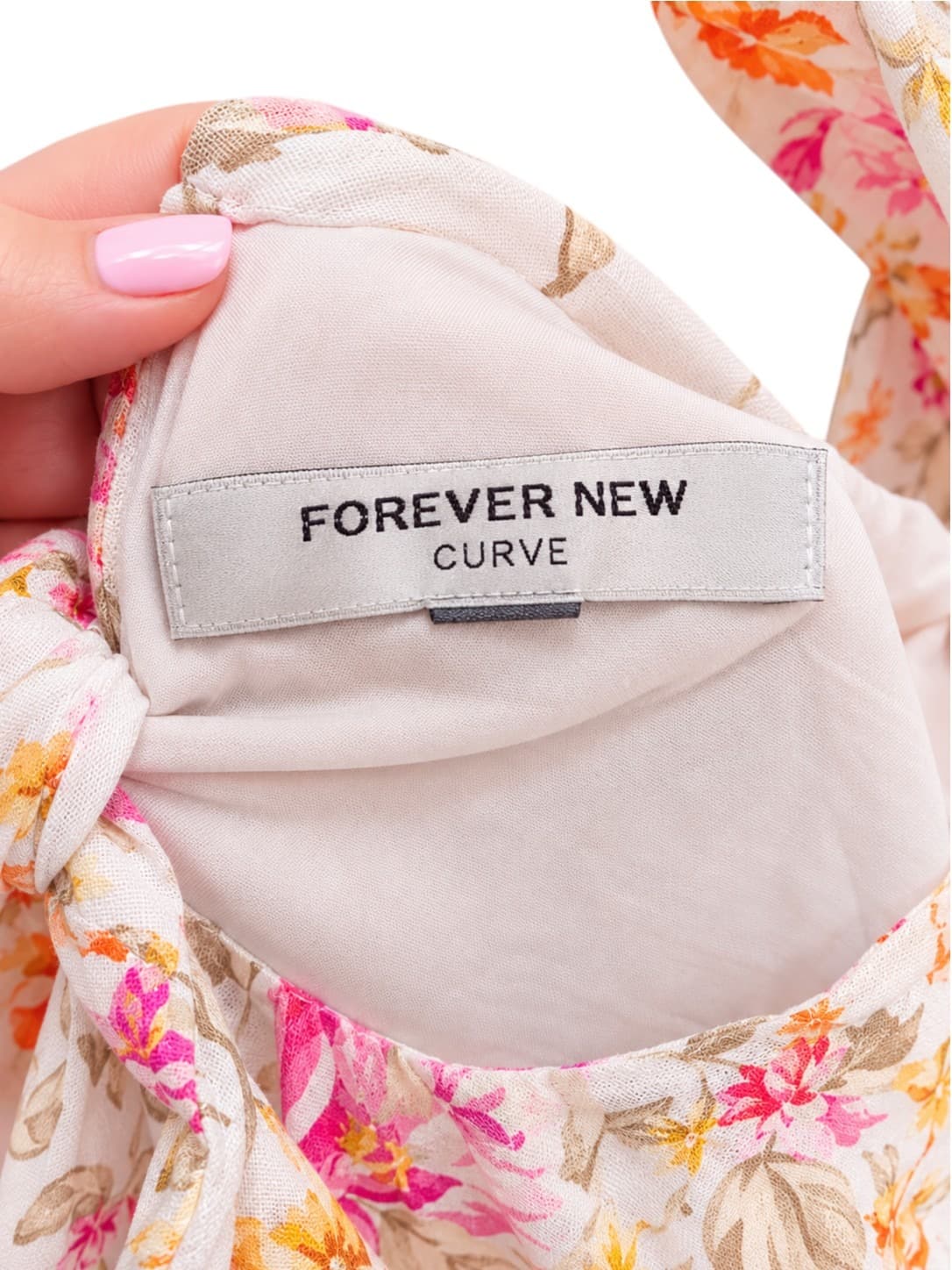 Forever New Curve Linen Dress Size 22 Floral Tiered Tie Back Puff Sleeve — photo 8 of 10