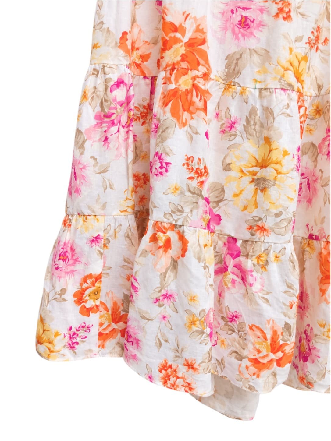 Forever New Curve Linen Dress Size 22 Floral Tiered Tie Back Puff Sleeve — photo 4 of 10