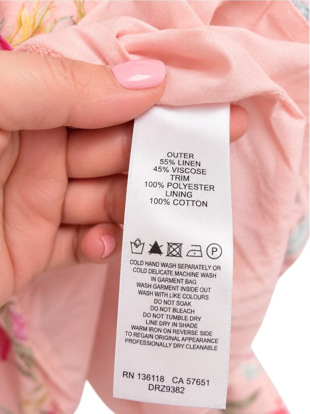 FOREVER NEW Pink Tropical Floral Linen Blend Cold Shoulder Mini Dress Size 6 — photo 7 of 8