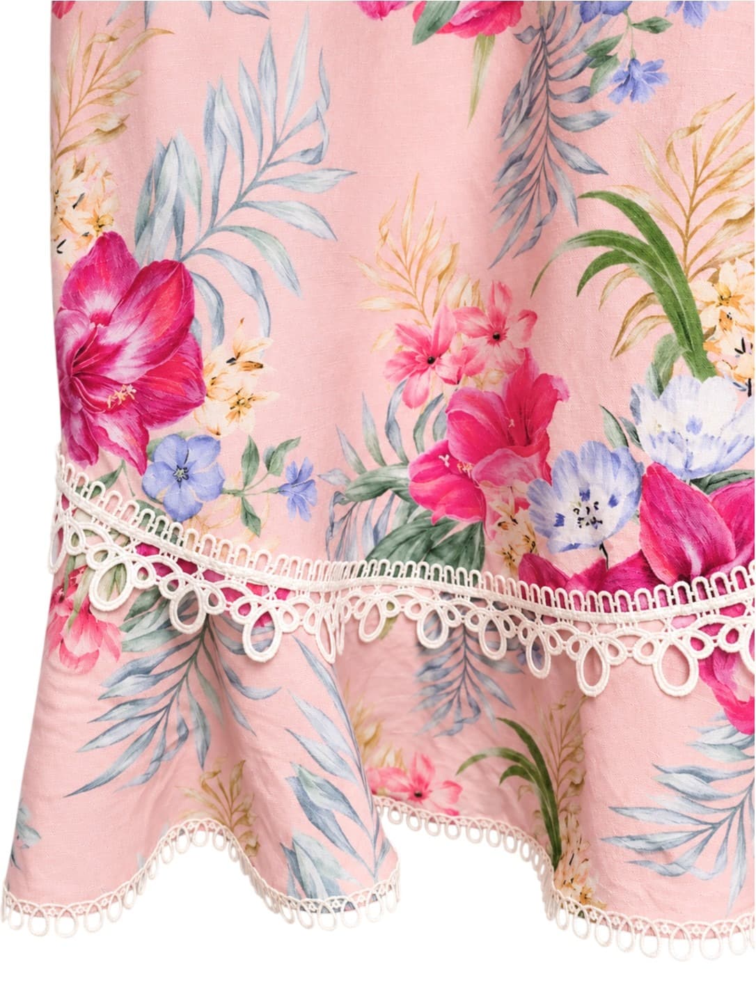 FOREVER NEW Pink Tropical Floral Linen Blend Cold Shoulder Mini Dress Size 6 — photo 3 of 8