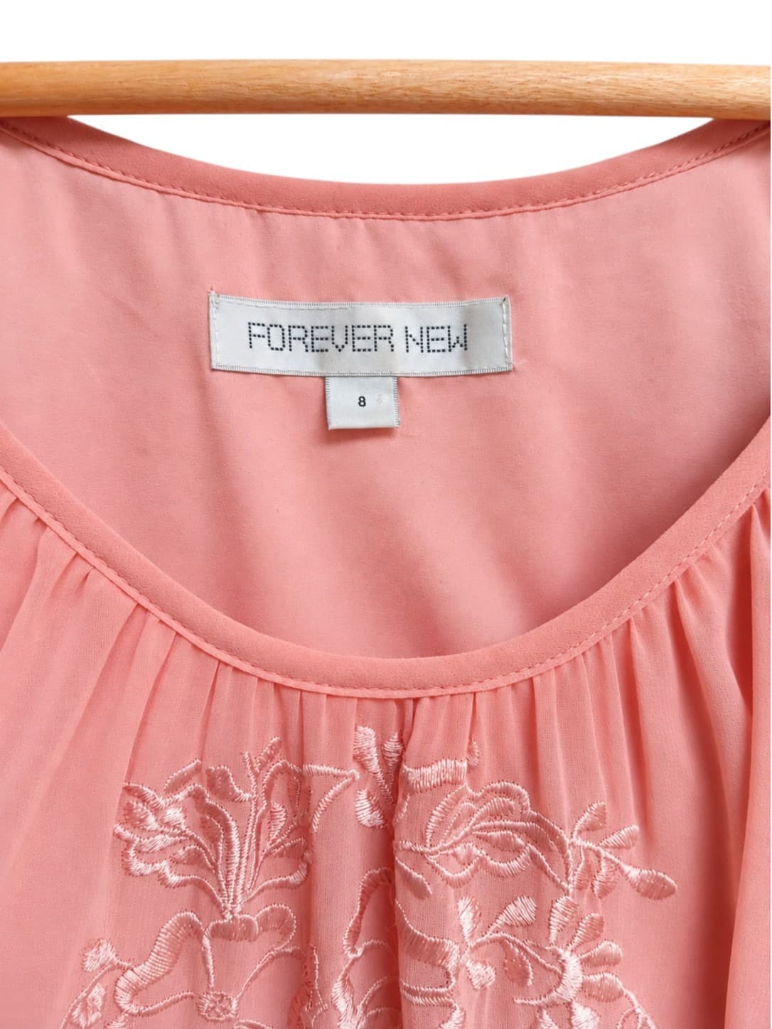 Forever New Womens Dress Size 8 Dusty Pink Floral Embroidered Chiffon Mini — photo 6 of 7