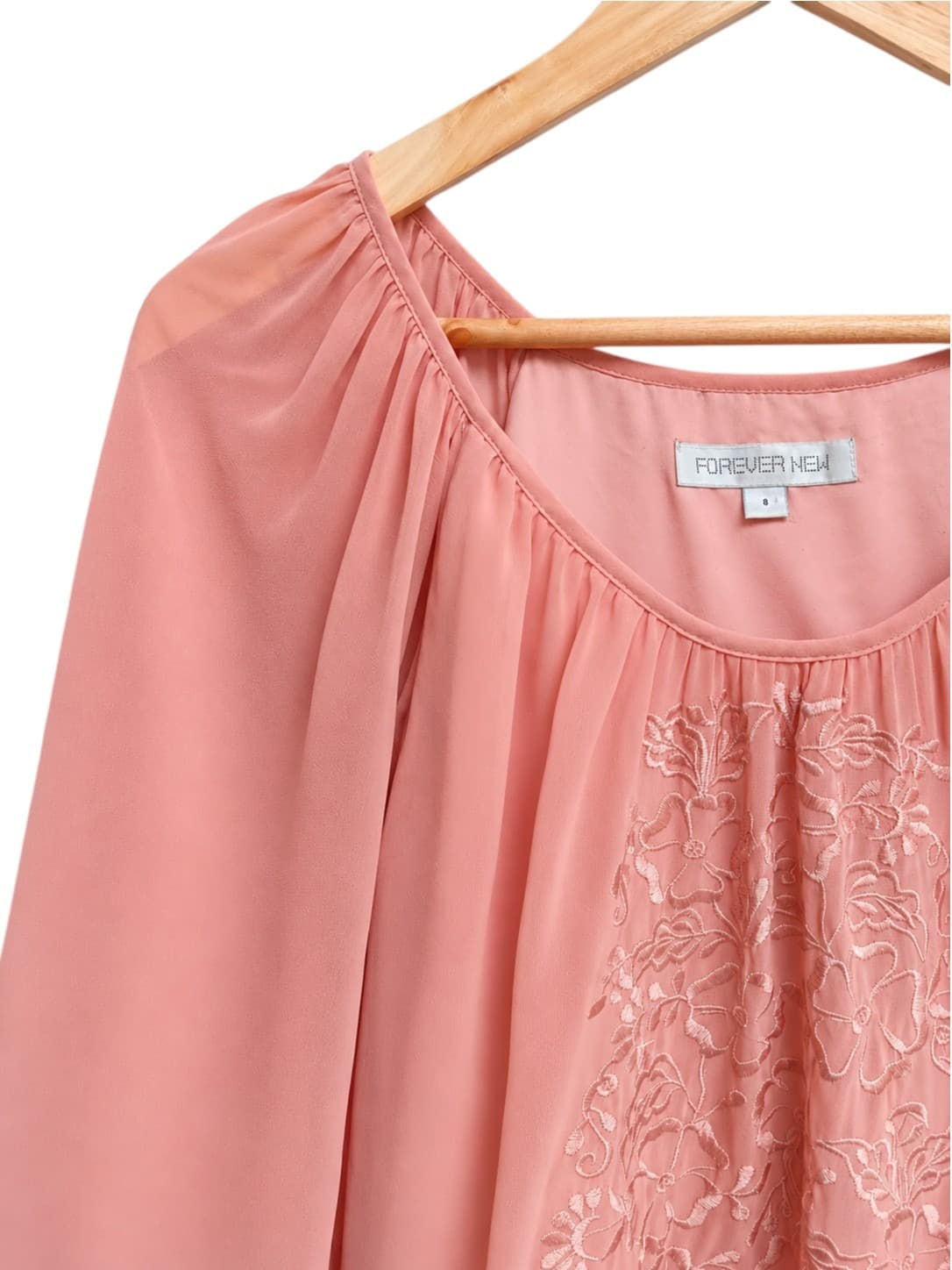 Forever New Womens Dress Size 8 Dusty Pink Floral Embroidered Chiffon Mini — photo 2 of 7