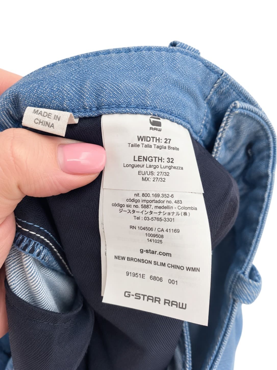 G-Star RAW New Bronson Slim Chino Womens W27 L32 Blue Denim Look Pants — photo 7 of 7