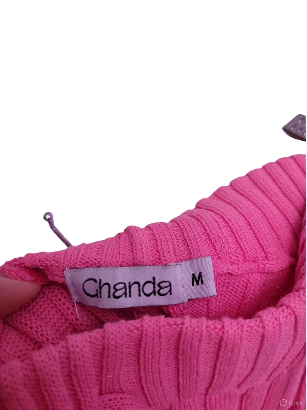 GHANDA Bright Pink Ribbed Knit Fitted Midi Skirt Side Split Size M — photo 6 of 6