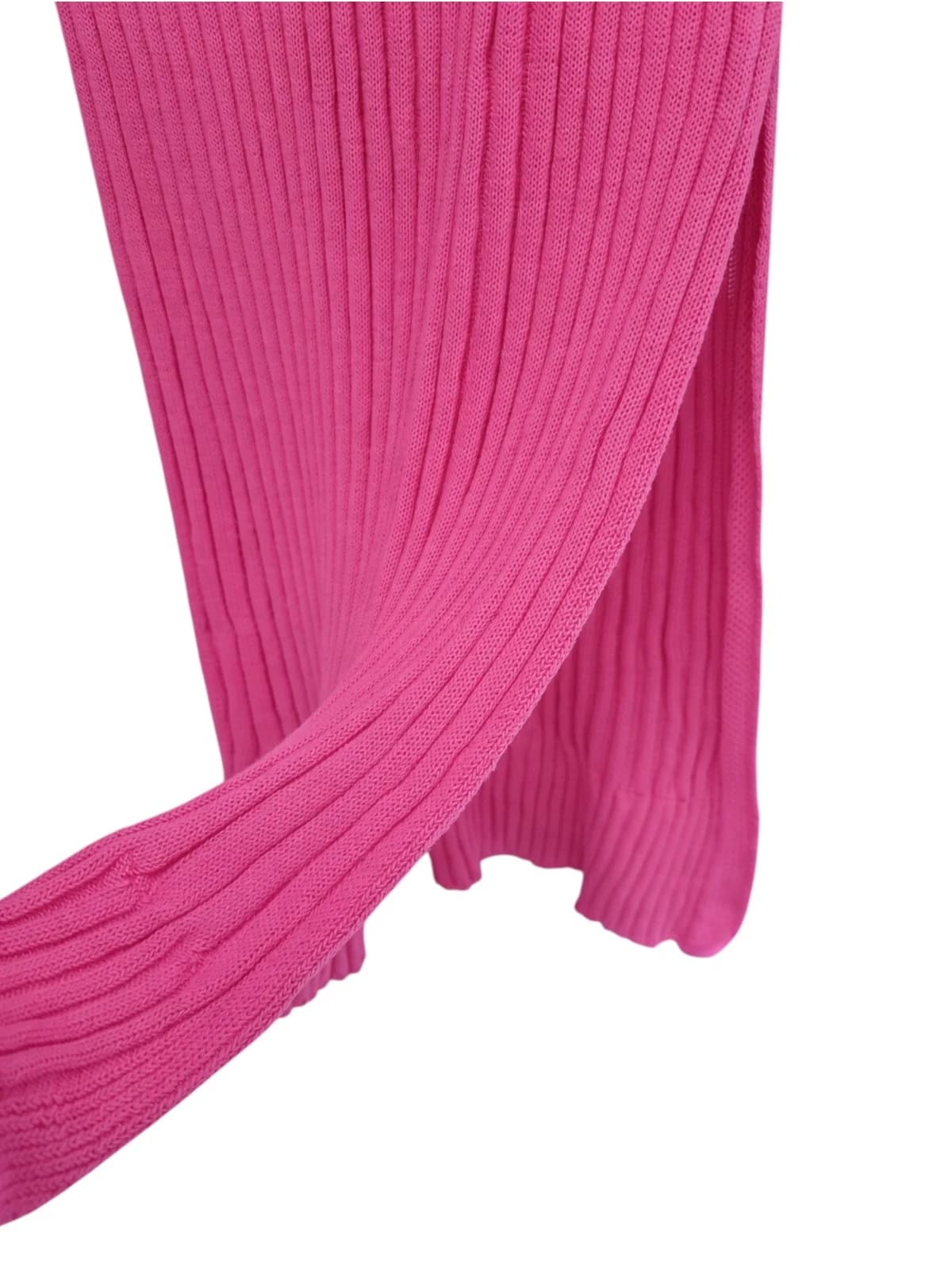 GHANDA Bright Pink Ribbed Knit Fitted Midi Skirt Side Split Size M — photo 5 of 6
