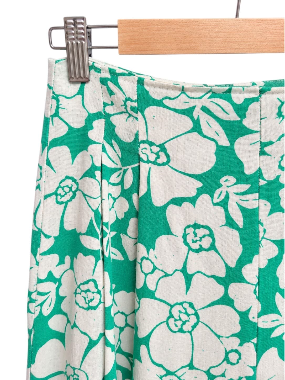 Ghanda Wide Leg Pants Womens 8 Green White Floral Linen Blend High Waist — photo 1 of 8