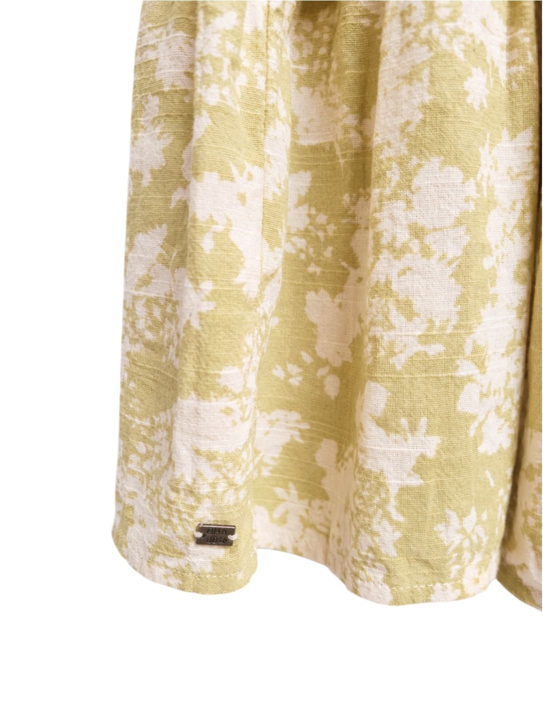 GHANDA Womens Floral Mini Dress XS Sage Green Cotton Puff Sleeve Smocked Waist — photo 4 of 8