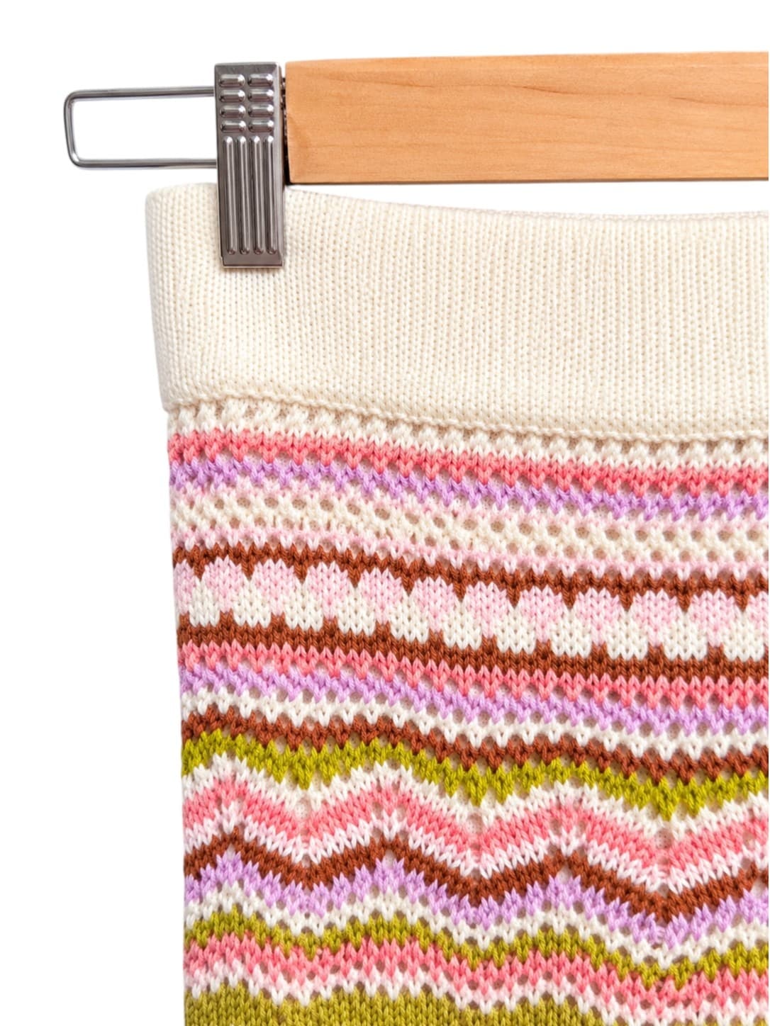 Ghanda Womens Knit Midi Skirt XS Multicolour Chevron Fair Isle 100% Cotton — photo 1 of 8