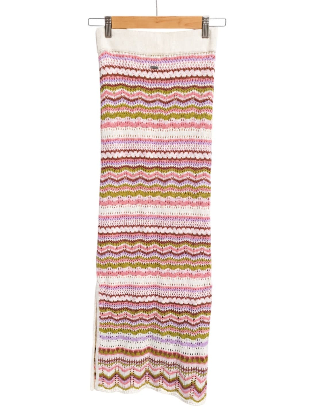 Ghanda Womens Knit Midi Skirt XS Multicolour Chevron Fair Isle 100% Cotton — photo 4 of 8
