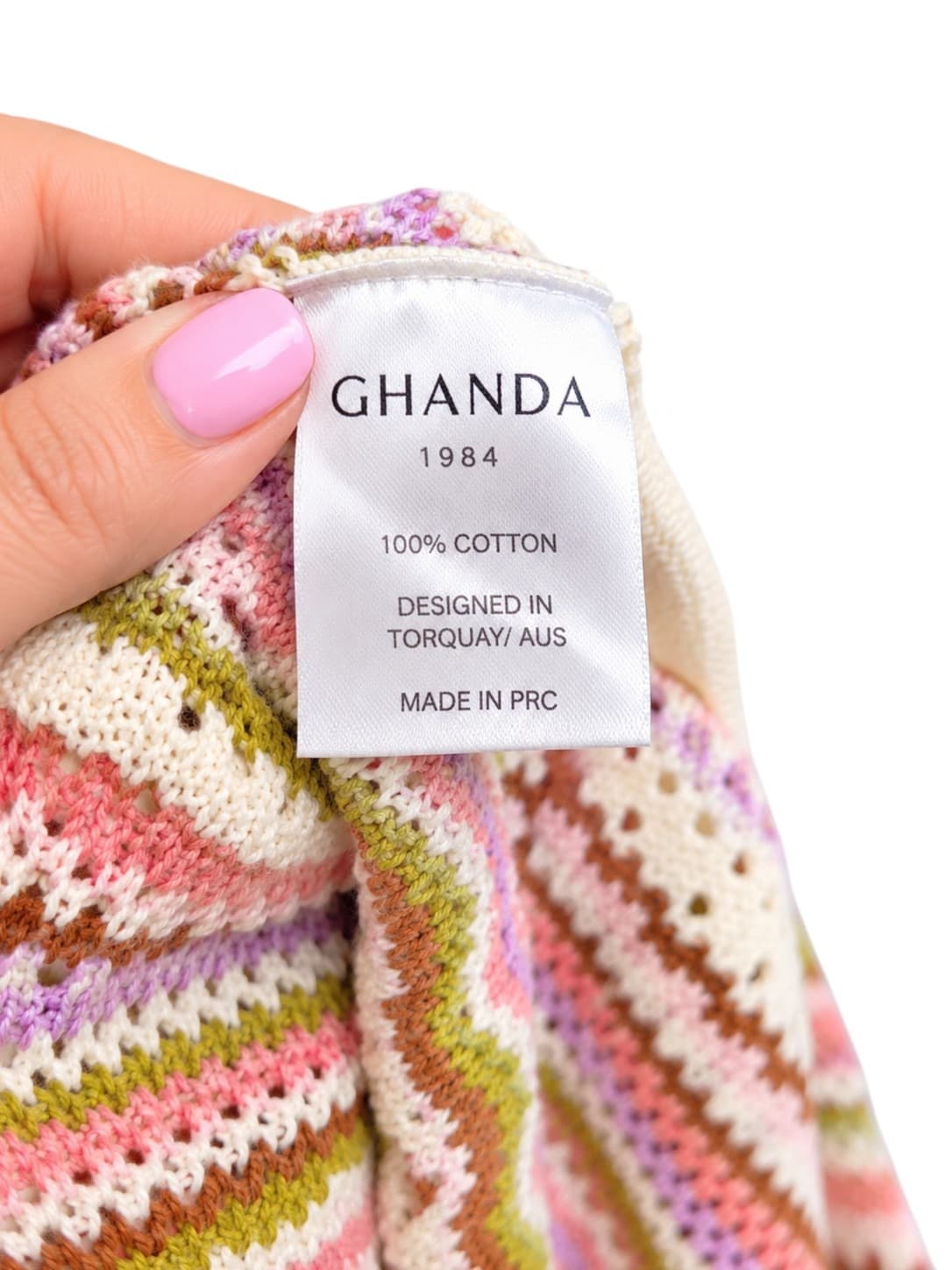 Ghanda Womens Knit Midi Skirt XS Multicolour Chevron Fair Isle 100% Cotton — photo 8 of 8