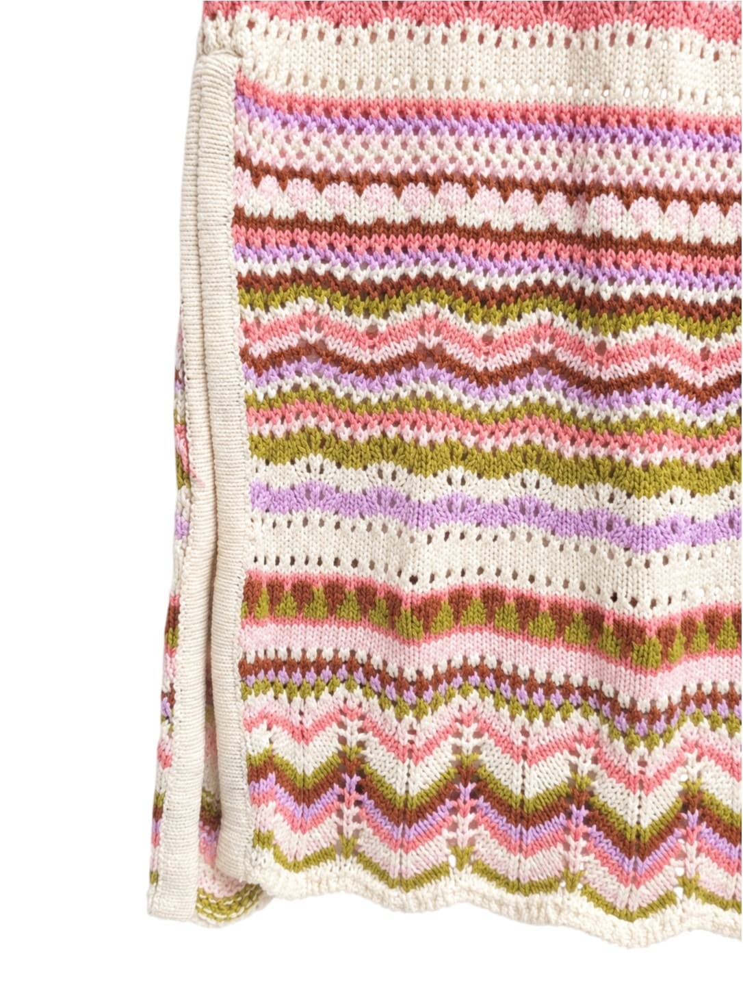 Ghanda Womens Knit Midi Skirt XS Multicolour Chevron Fair Isle 100% Cotton — photo 5 of 8