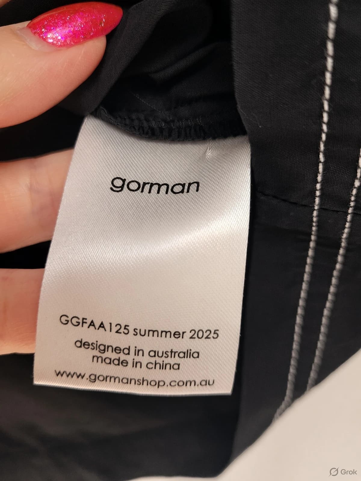 GORMAN Black Contrast Stitch Tie Front Peplum Blouse Organic Cotton Size 6 — photo 6 of 6