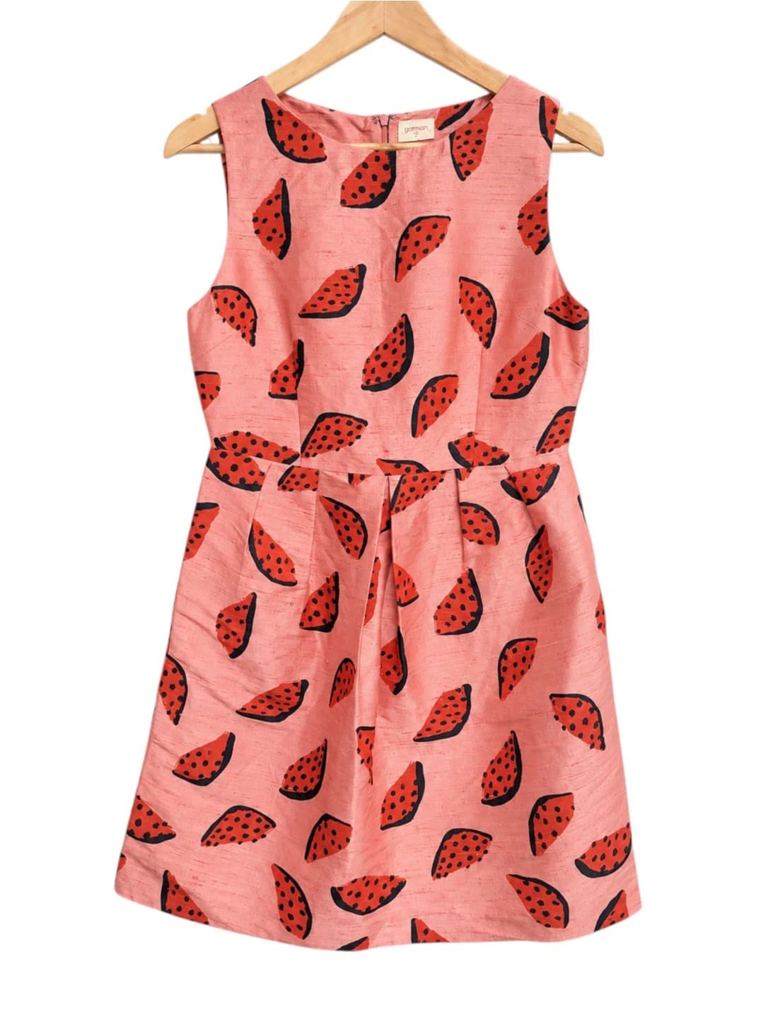 GORMAN Watermelon Print Pink 100% Silk Fit Flare Dress Size 10 — photo 1 of 6