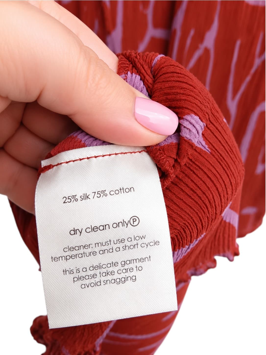 Gorman Womens Midi Dress Size 8 Red Pink Leaf Print Silk Cotton Crinkle Tie Neck — photo 6 of 6