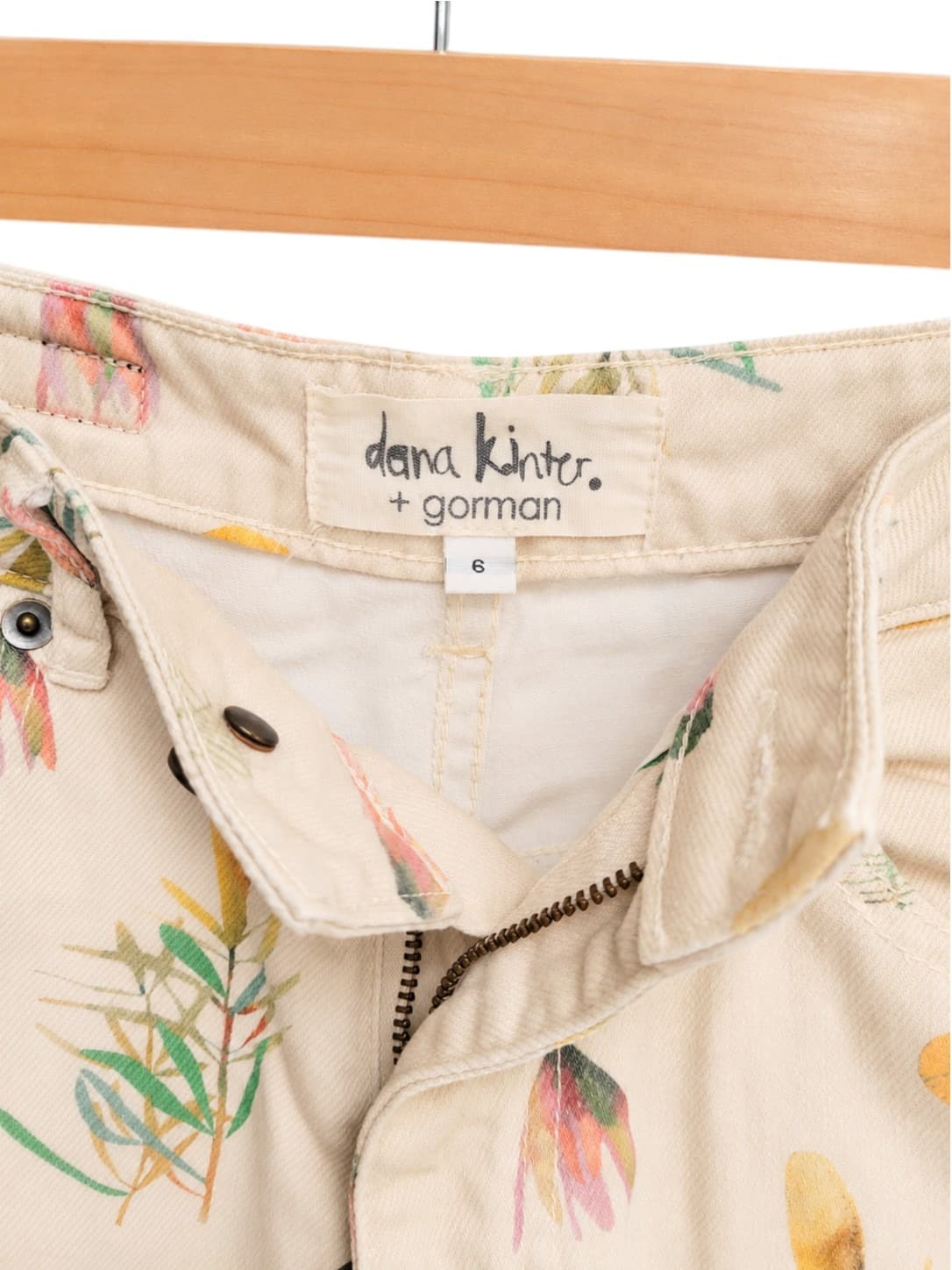 Gorman x Dana Kinter Native Floral Print Denim Pants Cream Women's 6 — photo 6 of 6