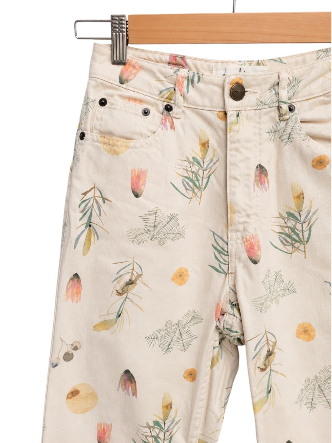 Gorman x Dana Kinter Native Floral Print Denim Pants Cream Women's 6 — photo 1 of 6