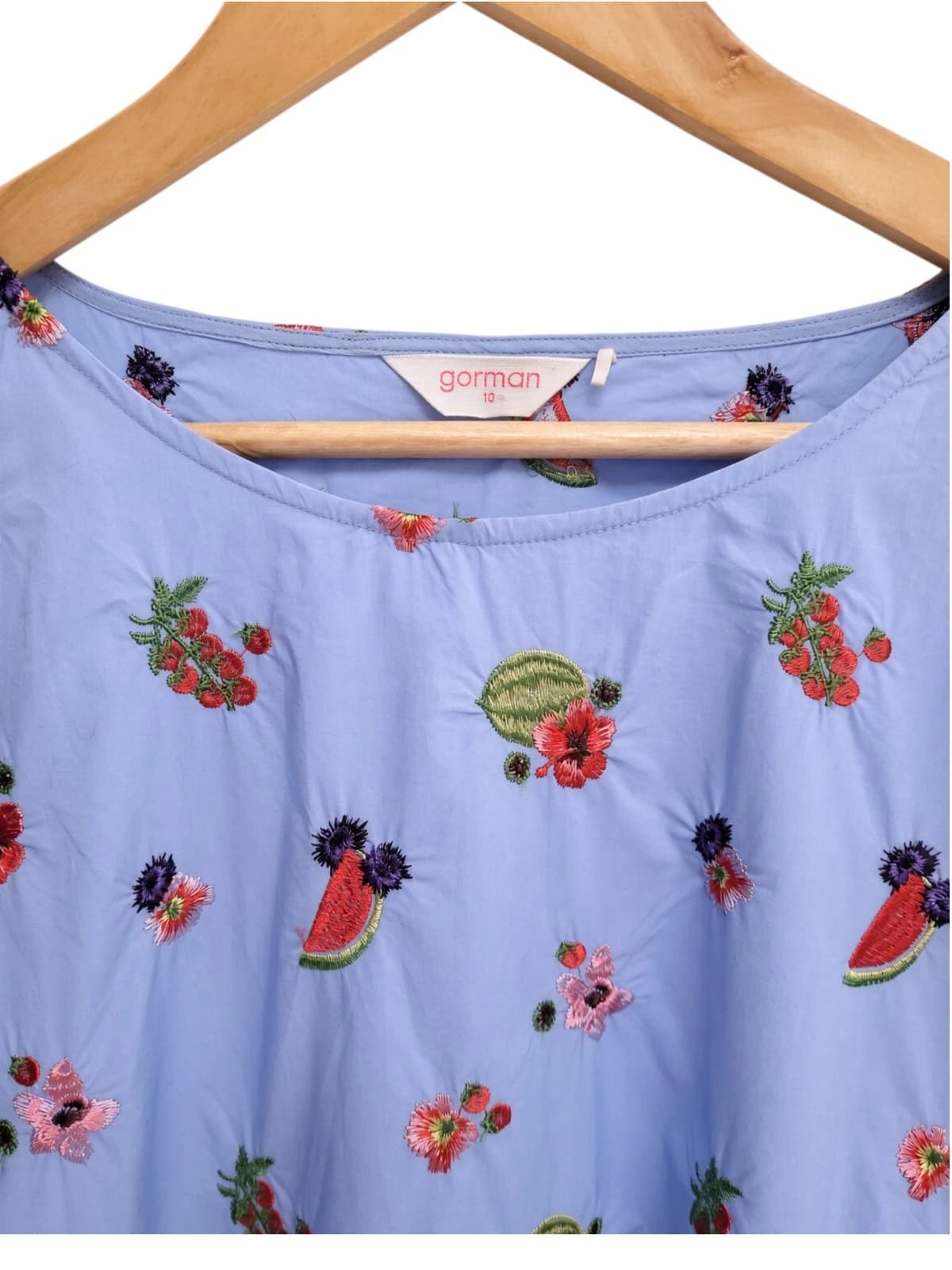 Gorman x Hattie Molloy Fruit Salad Embroidered Smock Top Size 10 — photo 6 of 9