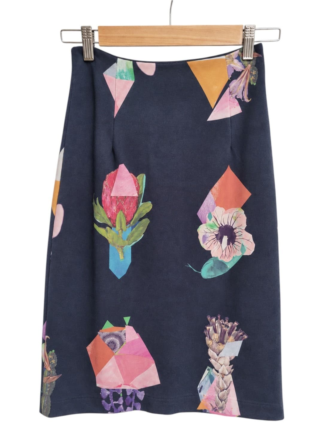 GORMAN x Miranda Skoczek Navy Floral Geometric Pencil Skirt Size 6 — photo 1 of 5