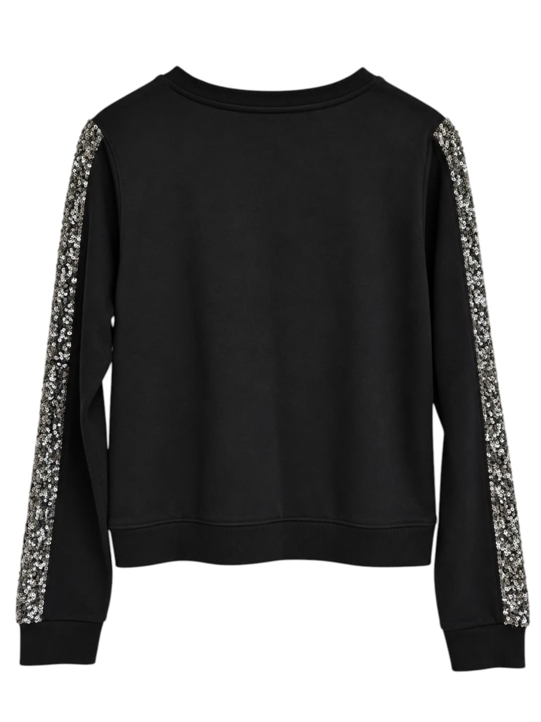 GUESS Black Sequin Sleeve Crew Neck Sweatshirt Jumper Size L — photo 6 of 7