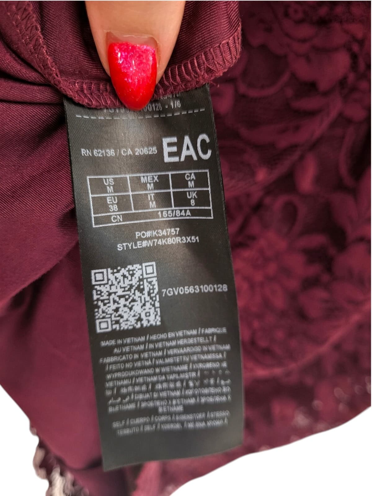 Guess Burgundy Lace Cold Shoulder Midi Dress — photo 7 of 7