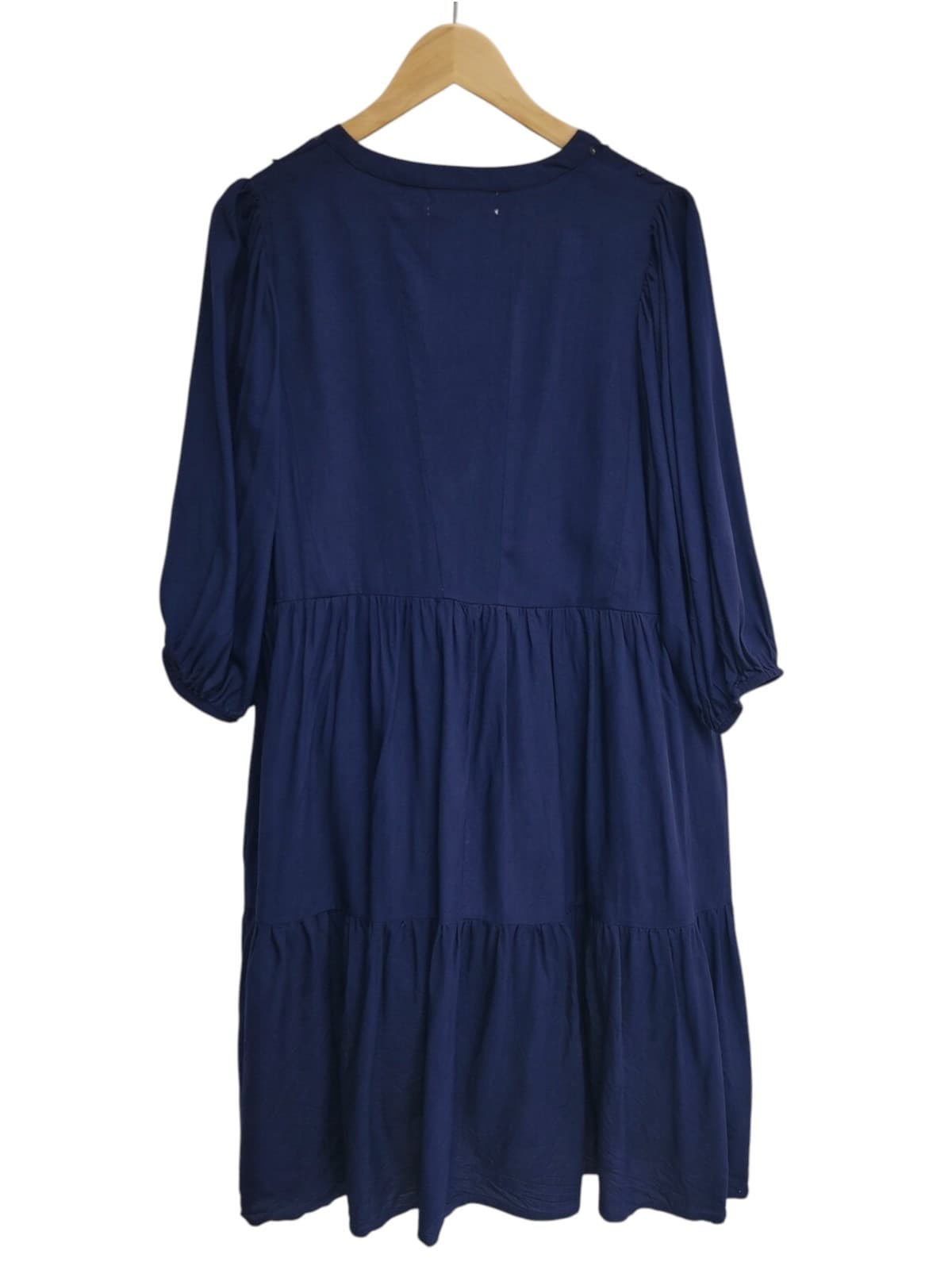 HOLMES & FALLON Navy Boho Sequin Tassel Tiered Smock Dress Size M — photo 3 of 9