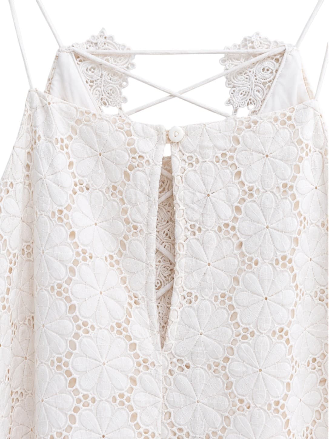 INDIKAH White Floral Lace Mini Dress Lace Up Back Size 10 — photo 4 of 6