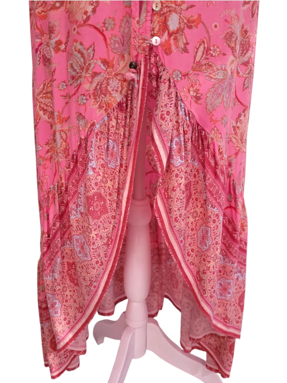 IRIS MAXI Magnolia Playdress Coral Pink Floral Button Front Dress Size 8 — photo 6 of 8