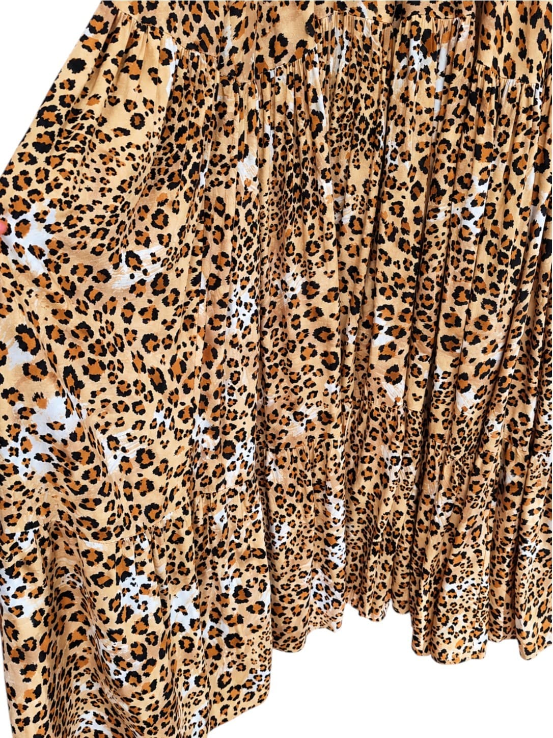 IVORY Leopard Print Tiered Maxi Dress V Neck Tie Waist Size 8 — photo 4 of 8