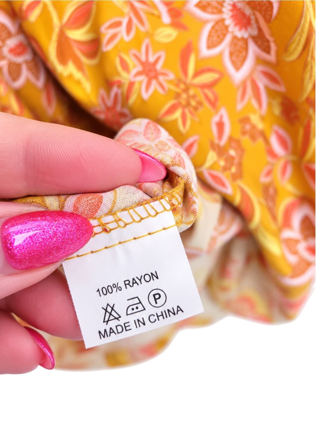JAASE Mustard Floral Boho Tiered Mini Dress Balloon Sleeve Size S — photo 6 of 7