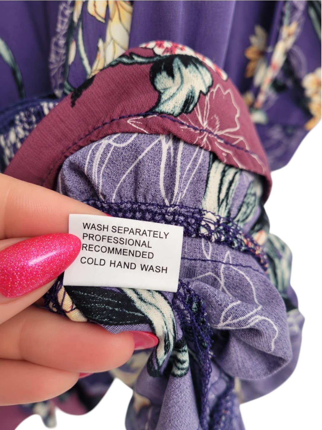 JAASE Purple Floral Tiered Lace Trim Boho Mini Dress Size S — photo 7 of 7