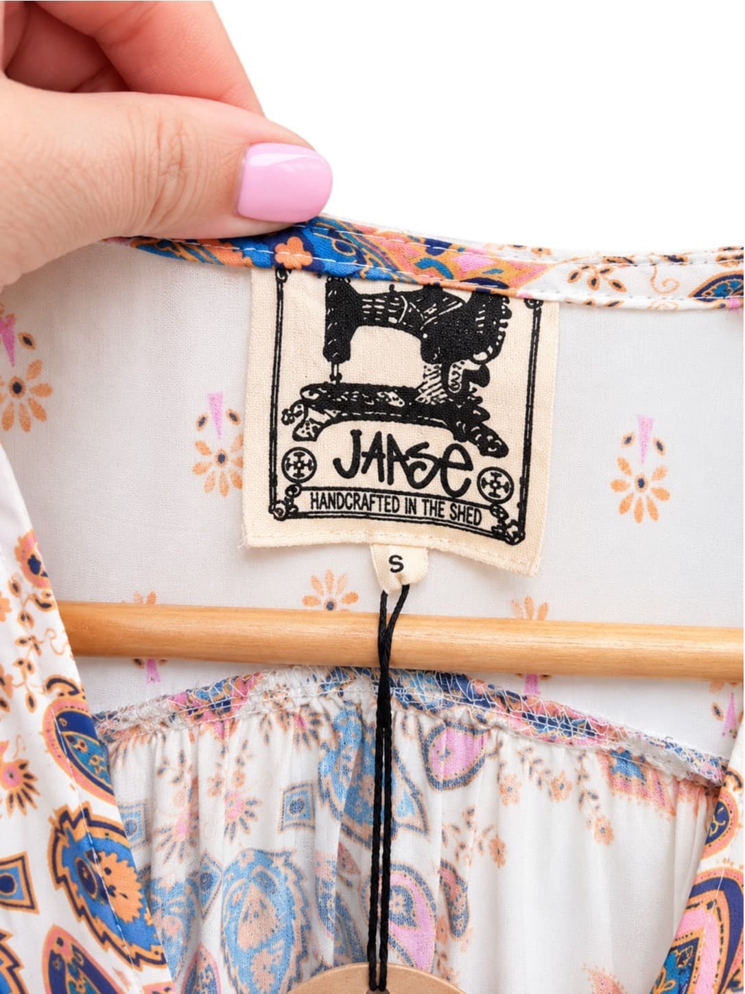 Jaase Womens Maxi Dress Size S White Multi Paisley Boho Tiered Rayon BNWT — photo 6 of 9