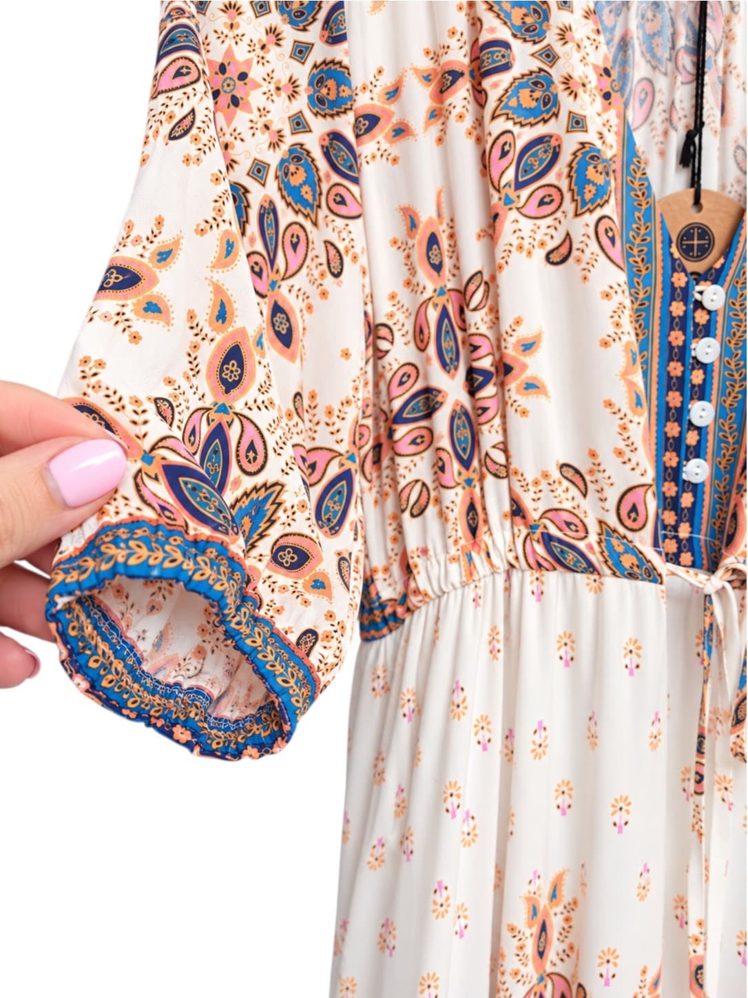 Jaase Womens Maxi Dress Size S White Multi Paisley Boho Tiered Rayon BNWT — photo 3 of 9